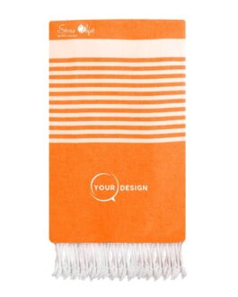 Jeté fouta plate XXL orange avec rayures