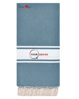 Jeté fouta XXL plate classique bleu jean