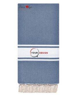 Jeté fouta XXL plate classique bleu marine