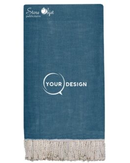 Jeté fouta plate XXL unie bleu jean