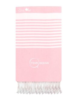 Jeté fouta plate XXL rose clair avec rayures