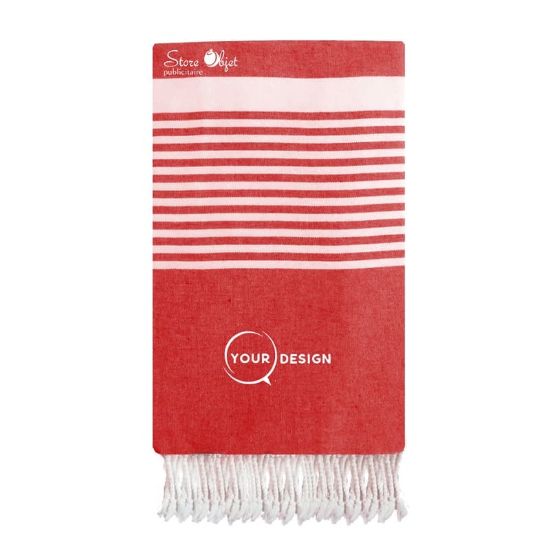 jete-fouta-xxl-rouge-cerise-avec-rayures-tunisie-store-objet-publicitaire