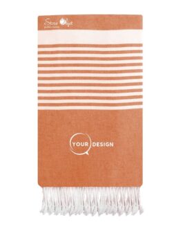 Jeté fouta plate XXL terracotta avec rayures