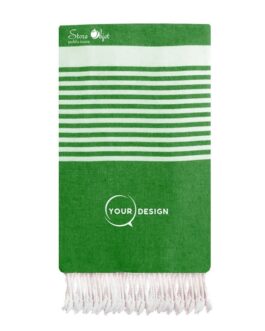 Jeté fouta plate XXL vert bouteille avec rayures