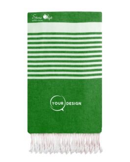 Jeté fouta plate XXL vert foncé avec rayures