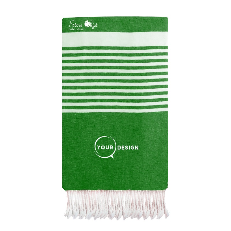 jete-fouta-xxl-vert-fonce-avec-rayures-tunisie-store-objet-publicitaire