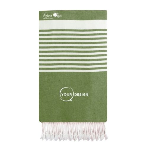 jete-fouta-xxl-vert-kaki-avec-rayures-tunisie-store-objet-publicitaire