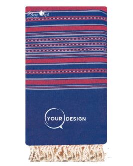 Jeté fouta plate XXL traditionnel bleu et rose carmin