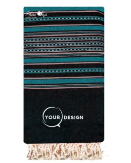 Big fouta flat traditional black & peacock blue