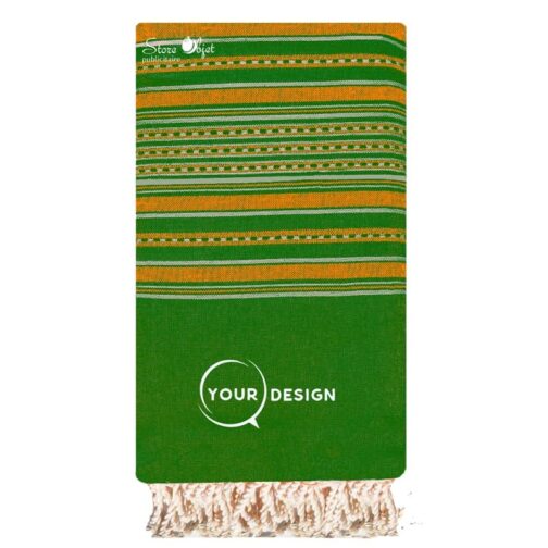 jete-grande-fouta-plate-traditionnel-vert-bouteille-orange-tunisie-store-objet-publicitaire