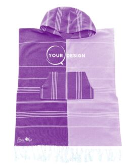 Poncho enfant fouta indigo & lavande