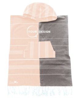 Poncho enfant fouta beige et gris