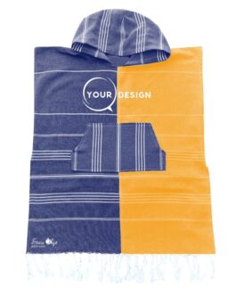 Poncho enfant fouta bleu orange