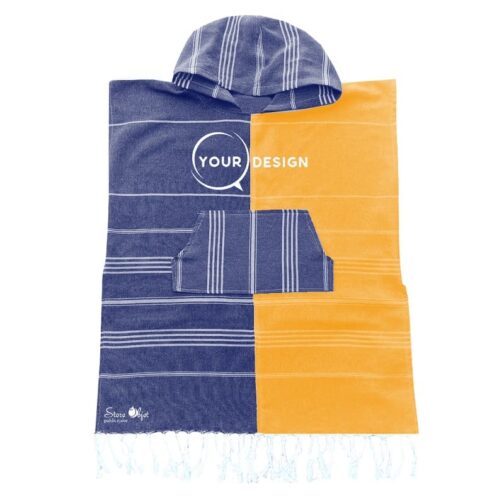 poncho-enfant-fouta-bleu-marine-orange-tunisie-store-objet-publicitaire