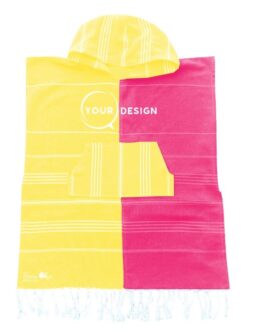 Poncho enfant fouta jaune et rose