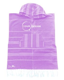 Poncho enfant fouta lilas