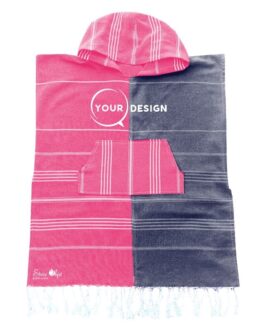 Poncho enfant fouta rose et raisin