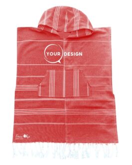 Poncho enfant fouta rouge cerise