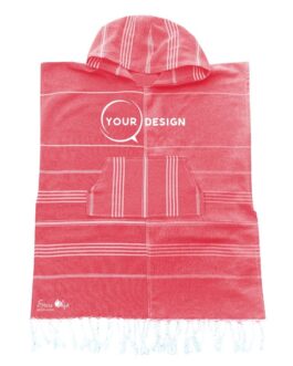 Poncho enfant fouta rouge vif