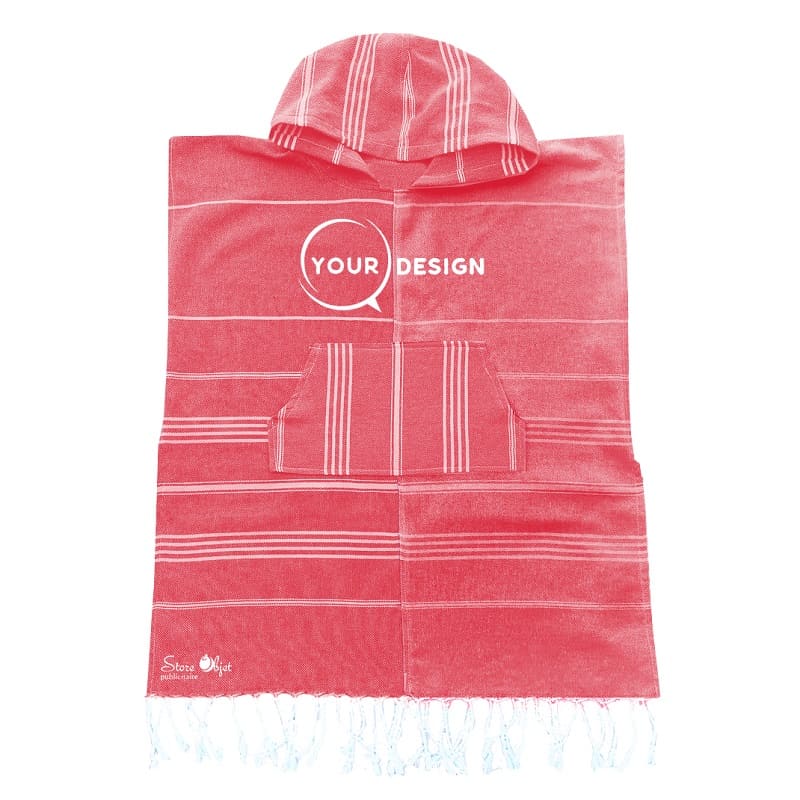 Poncho enfant fouta rouge vif Tunisie