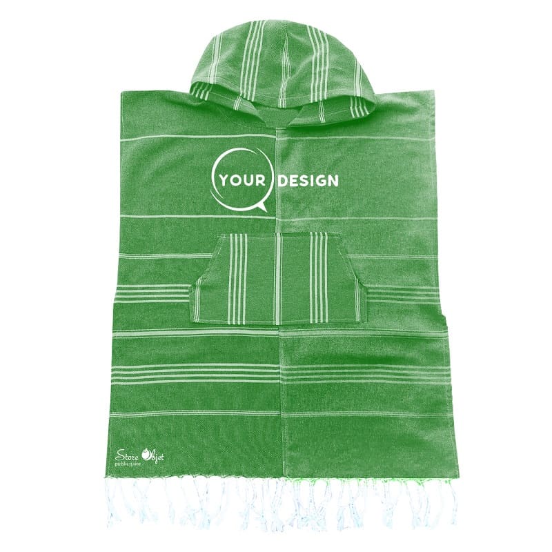 poncho-enfant-fouta-vert-bouteille-tunisie-store-objet-publicitaire