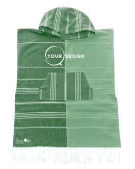 Poncho enfant fouta vert foncé et vert étang