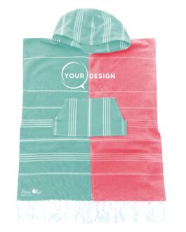 Poncho enfant fouta bleu rose