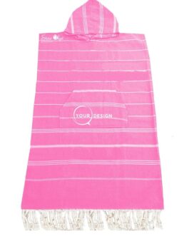 Poncho adulte fouta rose bonbon