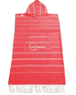 Poncho adulte fouta rouge cerise