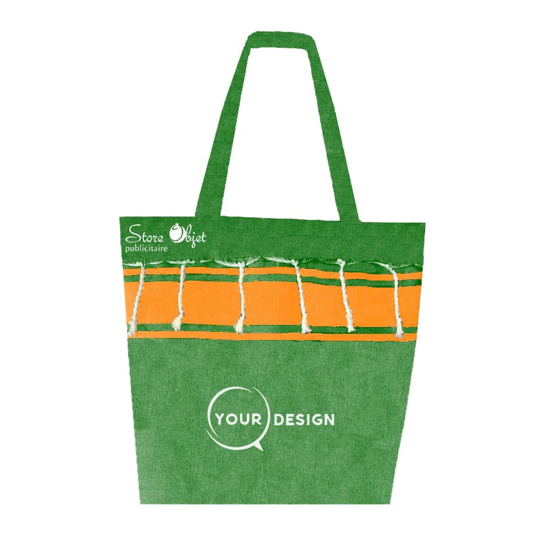 green orange fouta beach bag tunisia