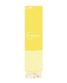 serviette de table mini fouta nid d’abeille jaune poussin