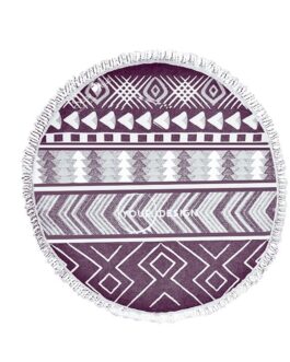 serviette-fouta-ronde-aubergine-gris-tunisie-store-objet-publicitaire