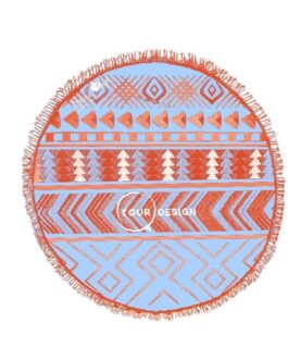 serviette-fouta-ronde-bleu-ciel-orange-tunisie-store-objet-publicitaire