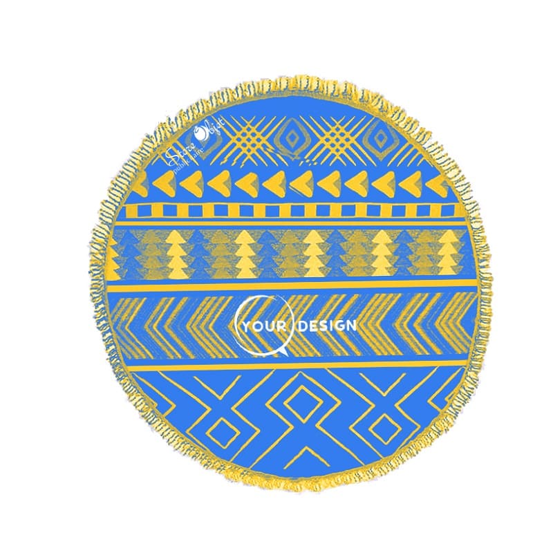 serviette-fouta-ronde-bleu-royal-jaune-tunisie-store-objet-publicitaire