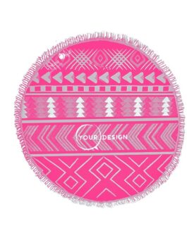 serviette-fouta-ronde-fushia-gris-tunisie-store-objet-publicitaire