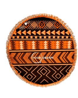 serviette-fouta-ronde-noir-orange-tunisie-store-objet-publicitaire