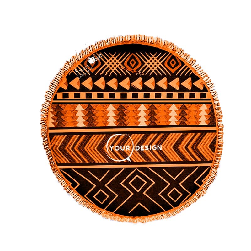 serviette-fouta-ronde-noir-orange-tunisie-store-objet-publicitaire