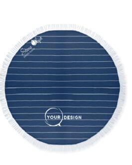 Serviette fouta ronde plate bleu marine