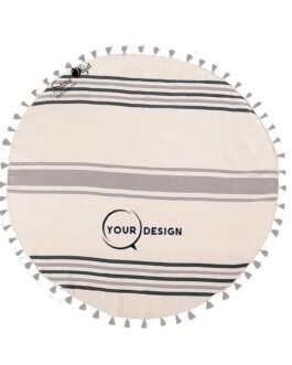 serviette-fouta-ronde-plate-pompons-anthracite-gris-tunisie-store-objet-publicitaire