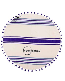serviette-fouta-ronde-plate-pompons-bleu-marine-bleu-sarcelle-tunisie-store-objet-publicitaire
