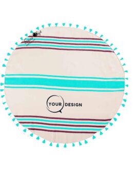 Serviette fouta ronde plate bleu et violet