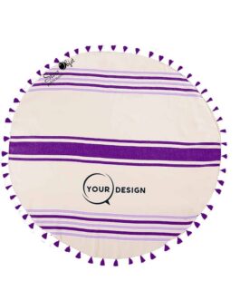serviette-fouta-ronde-plate-pompons-indigo-lavande-tunisie-store-objet-publicitaire