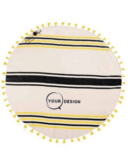 serviette-fouta-ronde-plate-pompons-noir-mautarde-tunisie-store-objet-publicitaire