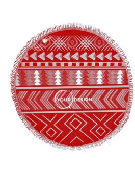 round fouta towel cherry red and grey Tunisia