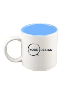 Mug céramique blanc publicitaire sublimable intérieur bleu ciel