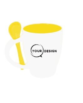 mug-ceramique-publicitaire-jaune-sublimable-avec-cuillere-tunisie-store-objet-publicitaire