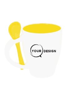 Mug céramique blanc sublimable intérieur et cuillère jaune