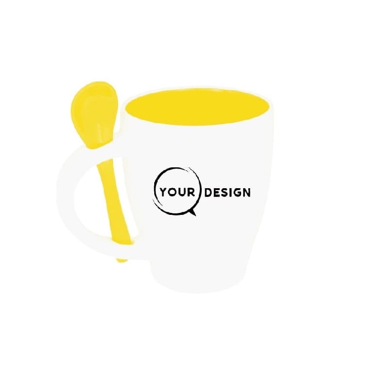 mug-ceramique-publicitaire-jaune-sublimable-avec-cuillere-tunisie-store-objet-publicitaire