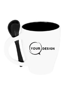 Mug céramique blanc sublimable intérieur et cuillère noir