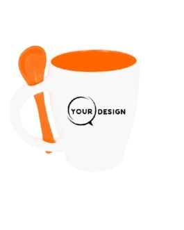 Mug céramique blanc sublimable intérieur et cuillère orange